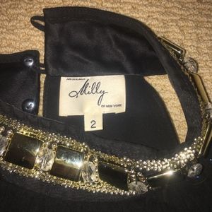 Flowy black Milly tank top w/ embellished collar